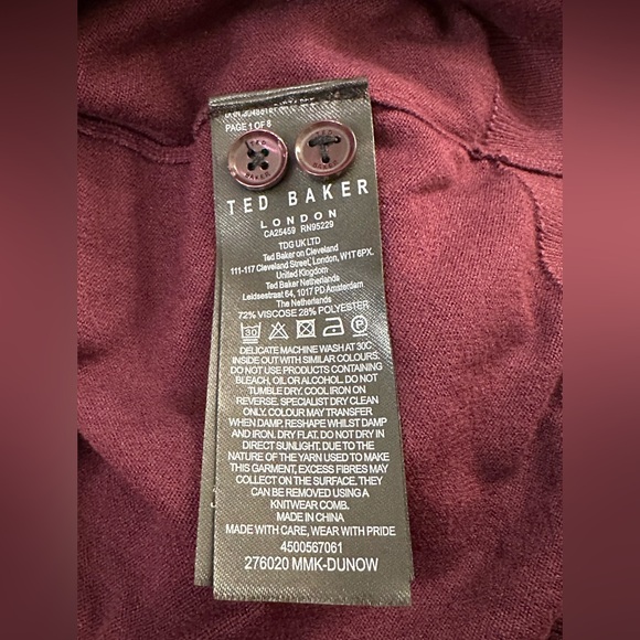 Men’s New with Tags Ted Baker Short Sleeve Maroon Polo Shirt. Size 6,xxl - Picture 7 of 8